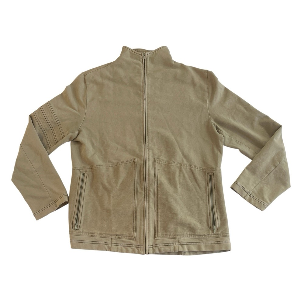 VTG Chico's Design Women's Size 0 / US S-M Mock Neck‎ Olive Green Zip 97% Cotton